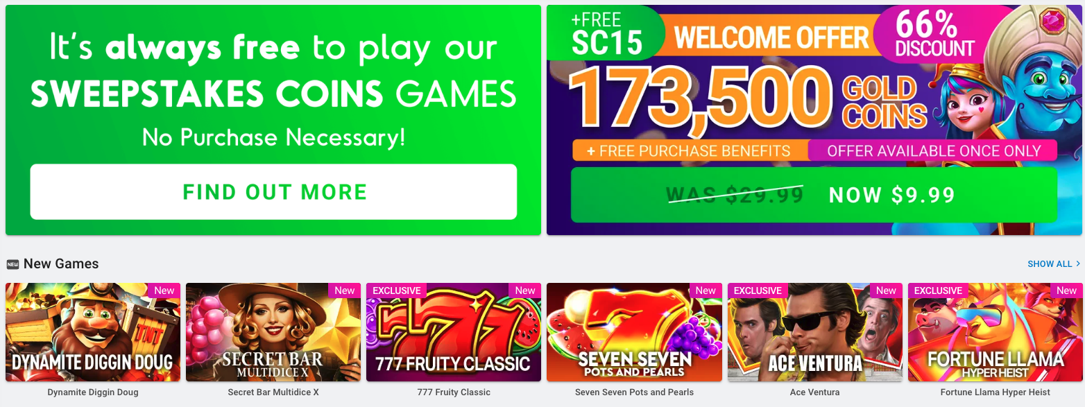 Welcome offer and games at Pulsz Casino